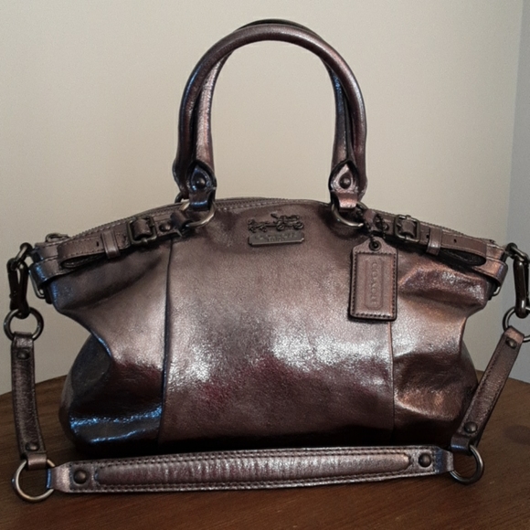 Coach Handbags - Coach Madison Sophia Metallic Satchel,EUC